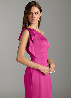 Azazie Rinna Bridesmaid Dresses Fuchsia Mermaid Ruched Stretch Satin Dress image5