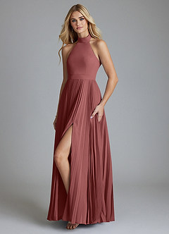 Azazie Keita Venta Final Vestido de Black de Gasa de Corte en A con Plisado image1