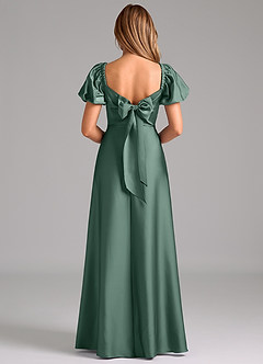 Azazie Fatima Bridesmaid Dresses Eucalyptus A-Line Pleated Stretch Satin Dress image6