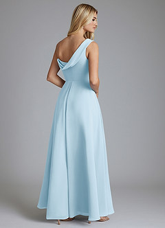 Azazie Naiyah Probar vestidos en casa Vestido de Azul Cielo de Gasa de Corte en A con Hombro unilateral image2