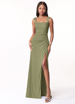 Azazie Jesaphine Bridesmaid Dresses Pistachio Sheath Ruched Mesh Dress image5