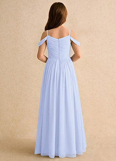 Azazie Chelo Girls Formal Robe Demoiselle D'honneur Fillette Robe Trapèze en Mousseline de soie Plissée Lavande image2