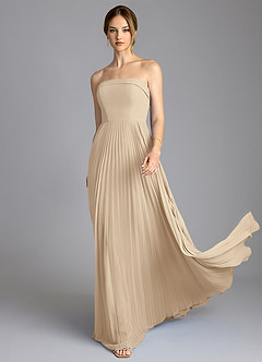 Azazie Mariana Bridesmaid Dresses Champagne A-Line Strapless Chiffon Dress image3