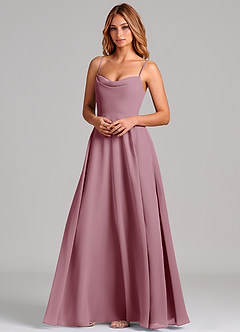 Azazie Elle Bridesmaid Dresses Vintage Mauve A-Line Pleated Chiffon Dress image4