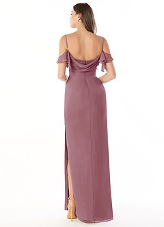 Azazie Emeralda Bridesmaid Dresses Vintage Mauve Sheath Off the Shoulder Chiffon Dress image2