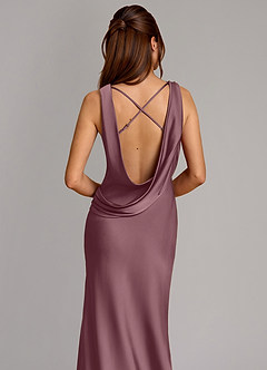 Azazie Cheryl Vestidos de damas de honor Vestido Amatista de Satén Elástico de Corte Sirena image2