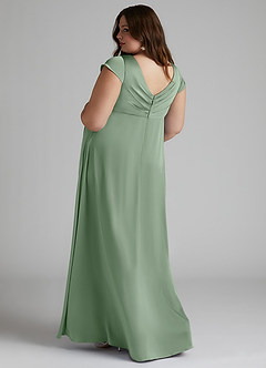 Azazie Allessia Maternity Bridesmaid Dresses A-Line Pleated Stretch Satin Floor-Length Dress image9