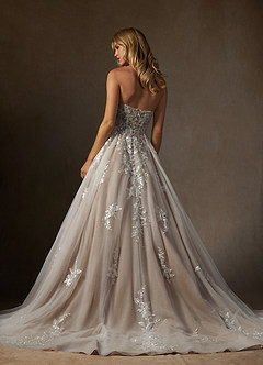 Azazie Keri Robes de mariée Robe Princesse en Dentelle Sans bretelles Blanc Diamant Caramel image2