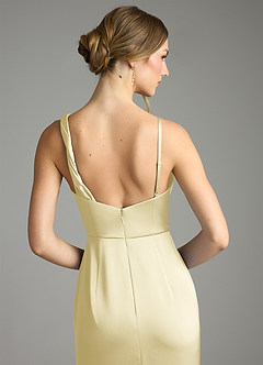 Azazie Samara Bridesmaid Dresses Lemon Sorbet Mermaid Pleated Stretch Satin Dress image6