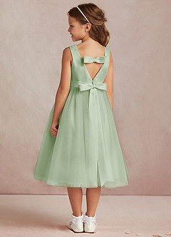 Azazie Marlee Final Sale Dusty Sage A-Line Pleated Matte Satin Dress image4
