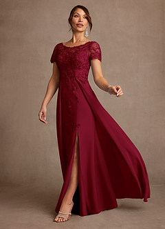Azazie Alva Mother of the Bride Dresses Burgundy A-Line Lace Dress image2