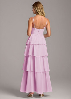 Azazie Alanna Robes de demoiselle d'honneur Robe Trapèze en Mousseline de soie Encolure en Forme de Cœur Rose Bonbon image7