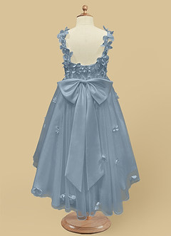 Azazie Ceres Flower Girl Dresses Dusty Blue Ball-Gown Lace Tulle Dress image7