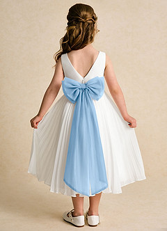 Azazie Margot Flower Girl Dresses Ivory Powder Blue A-Line Pleated Chiffon Dress image1