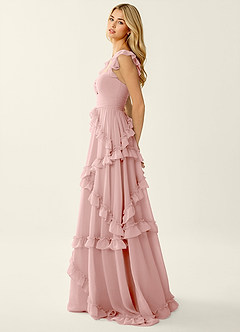 Mirabelle Rose Poudré Robe de bal en mousseline corsetée à lacets dans le dos et volants image4