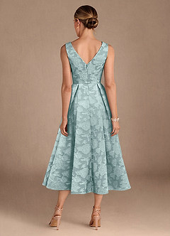 Azazie Fulton Abiti per la Madre della Sposa Abito A-Line in Burnout Floreale Plissettato Nebbia image3