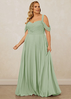 Christian Siriano Bridal for Azazie 1013 Brautjungfernkleider A-Linie Schulterfrei Chiffon Kleid Staubiger Salbeigrün image13