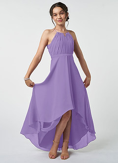Azazie Oaklynn Junior Robe Trapèze en Mousseline de soie Plissée Tahiti image2