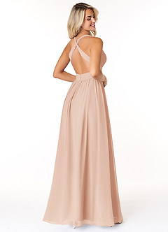 Azazie Ashia Brautjungfernkleider A-Linie Plissee Chiffon Kleid Englisches Rosa image2