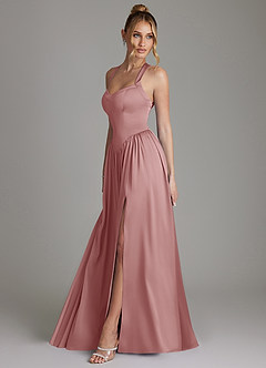 Azazie Francis Bridesmaid Dresses Dusty Rose A-Line Corset Stretch Satin Dress image6