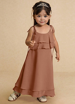 Azazie Temi Flower Girl Dresses Bronzer A-Line Spaghetti Strap Chiffon Dress image6