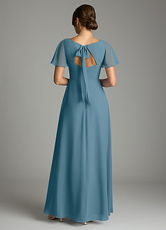 Azazie Kimber Vestidos de damas de honor Vestido de Bermudas de Gasa de Corte en A con Manga volante image3