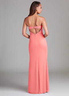 Azazie Leonis Bridesmaid Dresses Coral Sheath Strapless Mesh Convertible Dress image5