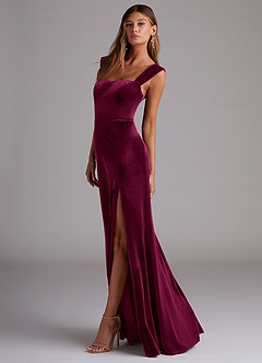 Azazie Junia Bridesmaid Dresses Cabernet Sheath Off the Shoulder Velvet Convertible Dress image5