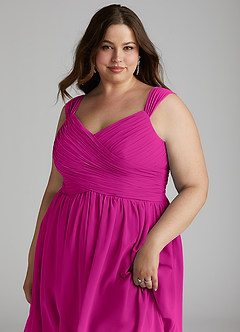 Azazie Angie Brautjungfernkleider A-Linie Korsett Chiffon Kleid Fuchsia image16