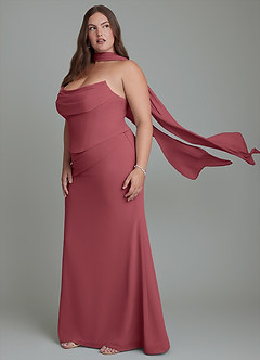 Azazie Sorrel Abiti da Damigella Abito Sirena in Chiffon Corsetto Merlot image14