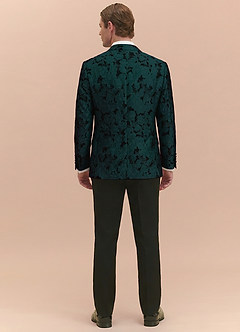 front Samuel Emerald Floral Jacquard Peak Lapel Tuxedo Jacket