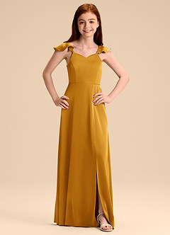 Azazie Everett Junior Klä av A-Line i Stretch Satin Rosett image7