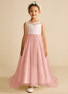 Azazie Tay Flower Girl Dresses Rosette A-Line Sequins Tulle Dress image1