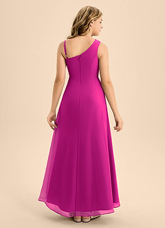 Azazie Brooke Junior Fuchsia A-Line Side Slit Chiffon Dress image2