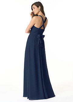 Azazie Olani Bridesmaid Dresses Dark Navy A-Line Off the Shoulder Chiffon Convertible Dress image3