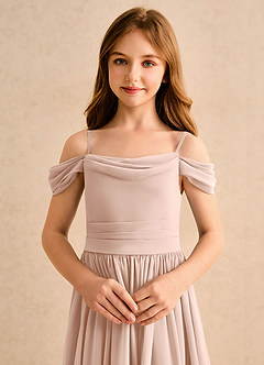 Azazie Shia Girls Formal Flower Girl Dresses English Rose A-Line Off the Shoulder Chiffon Dress image6