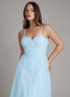 Azazie Teagan Robes de demoiselle d'honneur Robe Trapèze en Tulle Encolure en Forme de Cœur Bleu Ciel image6