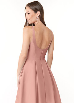 Azazie Neve Bridesmaid Dresses Rosette Ball-Gown with Pockets Stretch Satin Dress image6