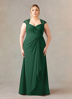 Azazie Birdie Mother of the Bride Dresses Dark Green A-Line Queen Anne Sequins Chiffon Dress image7
