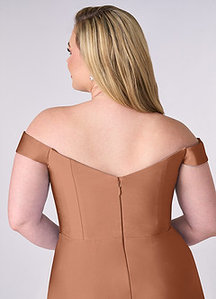Barbie ♥ Azazie Brautjungfernkleider Wandelbar A-Linie Schulterfrei Stretch-Satin Kleid Bronzer image12