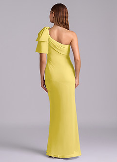Azazie Yuanna Bridesmaid Dresses Canary Mermaid One Shoulder Chiffon Dress image2