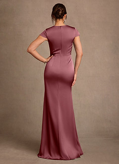 Azazie Rilda 신부의 어머니 드레스 쉬스 레이스 스트레치 새틴 플로어 길이 드레스 image3