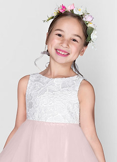 Azazie Udara Flower Girl Dresses Ball-Gown Lace Tulle Tea-Length Dress image4