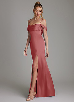 Azazie Nira Bridesmaid Dresses Antique Rose Mermaid Corset Stretch Satin Dress image7