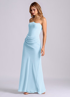 Azazie Debby Bridesmaid Dresses Sky Blue Mermaid Strapless Chiffon Dress image3