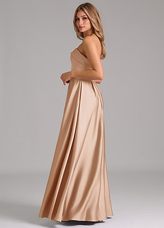 Azazie Lucienne Robes de demoiselle d'honneur Robe Trapèze Convertible en Satin extensible Sans bretelle Rose Perle image3