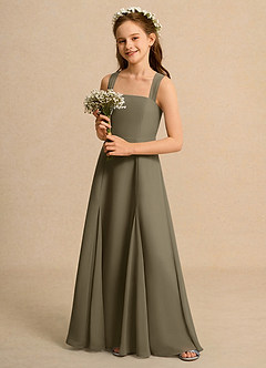 Azazie Tater Girls Formal Blumenmädchenkleider A-Linie Plissee Chiffon Kleid Weidengrün image5