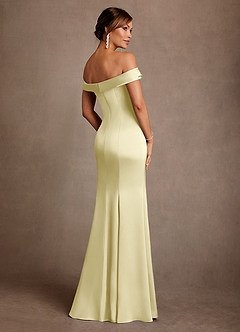 Azazie Boone Kleider für die Brautmutter Meerjungfrau-Linie Schulterfrei Stretch-Satin Kleid Zitronensorbet image3