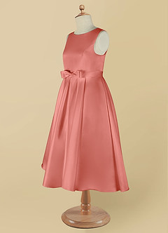 Azazie Coco Blumenmädchenkleider A-Linie Schleifen Matte Satin Kleid Lachsrosa image10