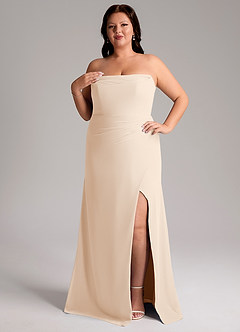 Azazie Leonis Bridesmaid Dresses White Alabaster Sheath Strapless Chiffon Convertible Dress image12